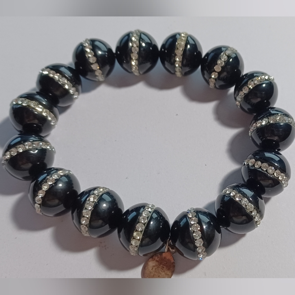 Collen Lopez Black Agate and Crystal Bracelet